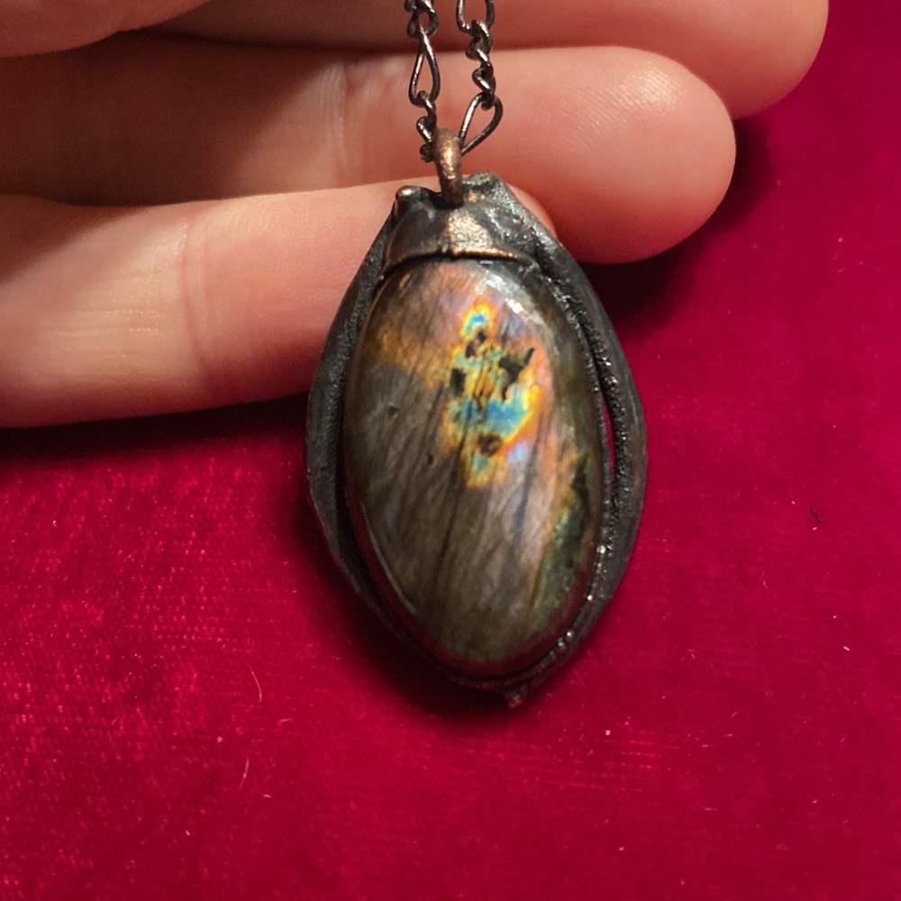 Snake bone and labradorite necklace